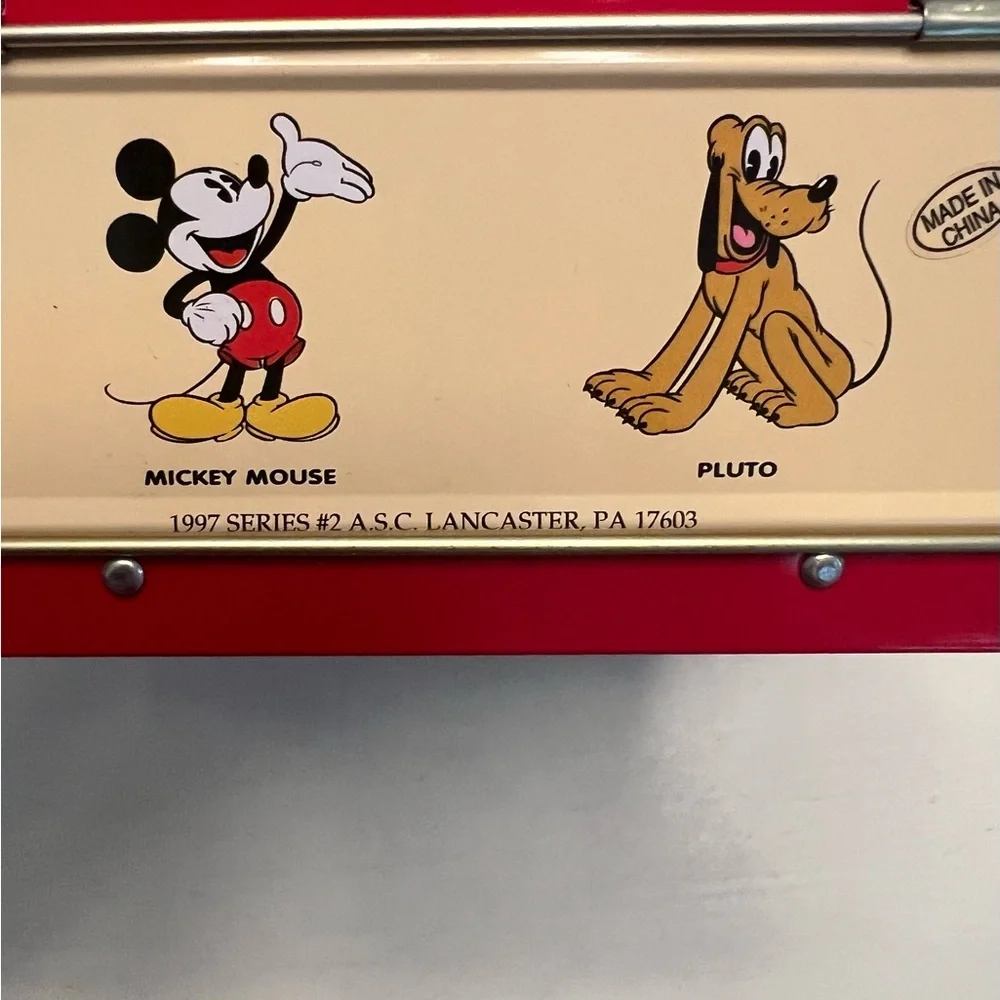 Vintage 1997 Disney Mickey Mouse & Friends Football Metal Lunch Box Series 2 Red